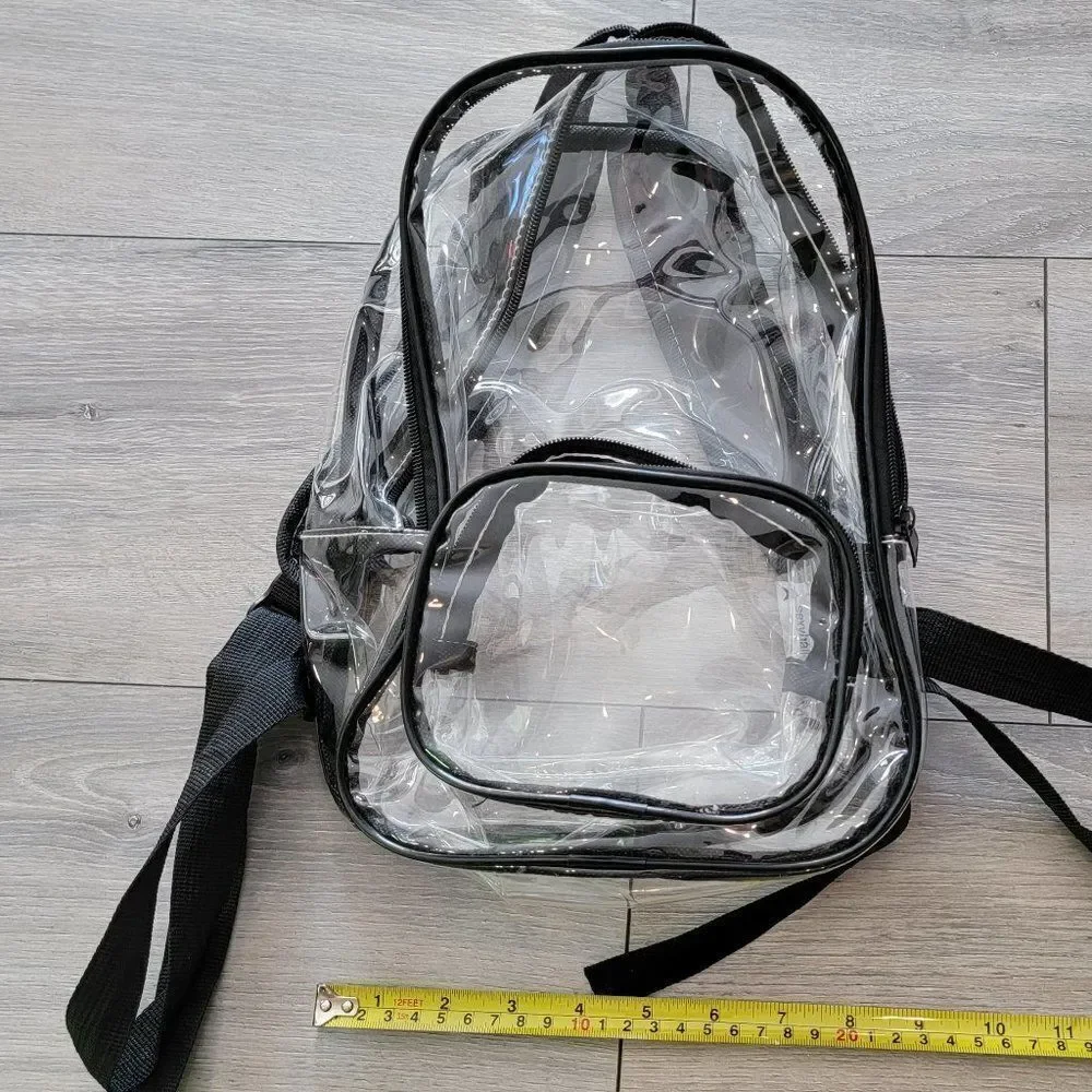 Unisex Multi-Purpose Clear Backpack with Front Pocket Adjustable Straps …